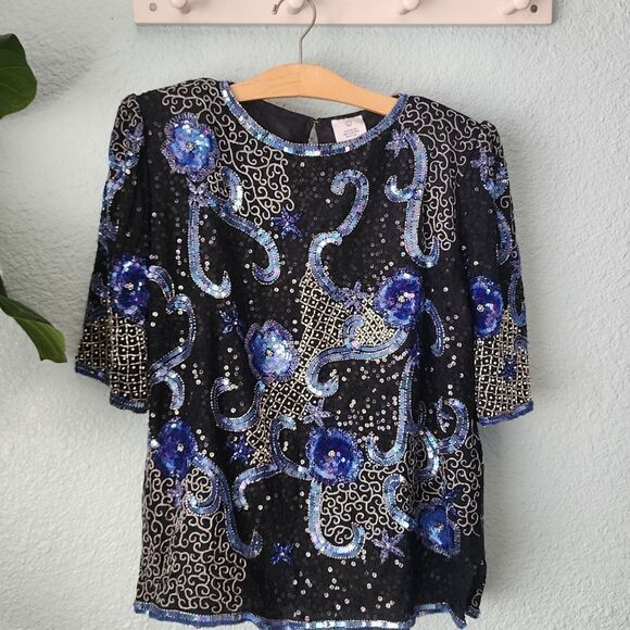 STARFISH mermaid embroidery embellish silk blouse - Picture 2 of 15